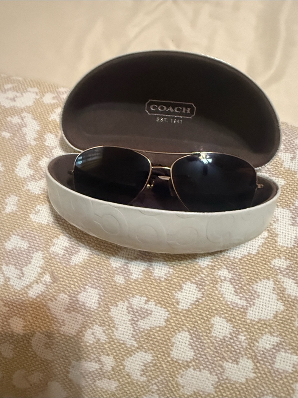 Coach Aviator Sunglasses in Black with Gold Trim